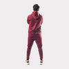 Maroon Tracksuit With Three White Stripes