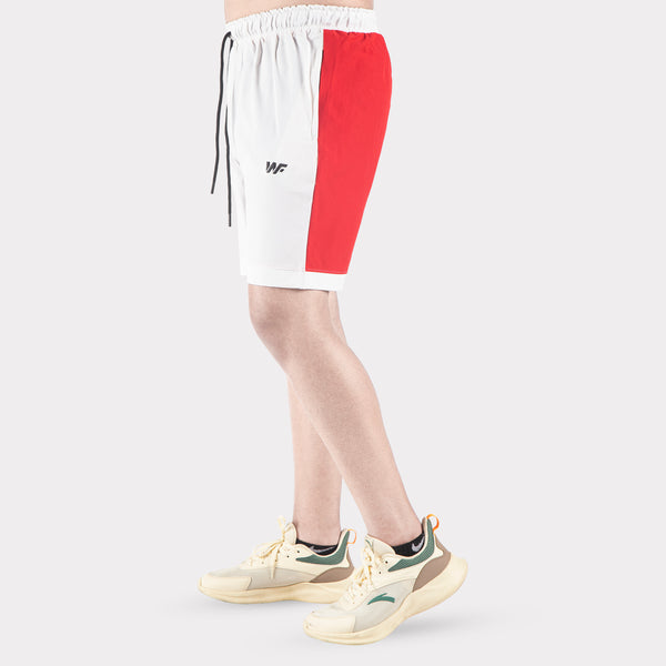 White/Red Micro Interlock Training Shorts